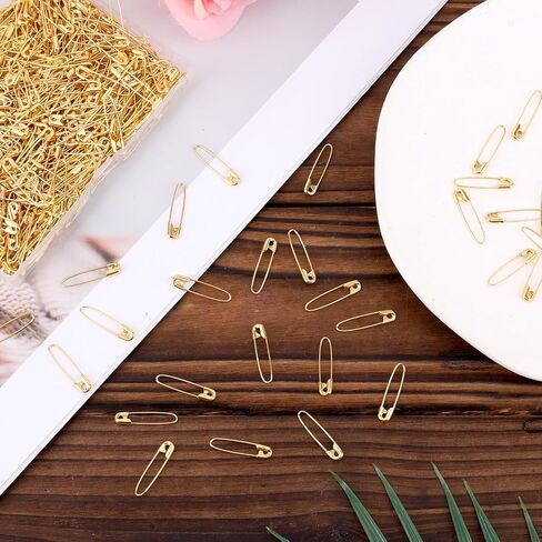 500 قطعة دبابيس أمان متنوعة، 0.91 بوصة دبابيس أمان صغيرة للملابس سلك فولاذي مطلي بالنيكل دبوس دهن شديد التحمل لخياطة اللحف والحرف اليدوية وتثبيت الملابس (ذهبي) in Kuwait