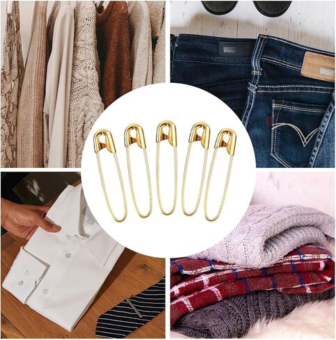 500 قطعة دبابيس أمان متنوعة، 0.91 بوصة دبابيس أمان صغيرة للملابس سلك فولاذي مطلي بالنيكل دبوس دهن شديد التحمل لخياطة اللحف والحرف اليدوية وتثبيت الملابس (ذهبي) in Kuwait