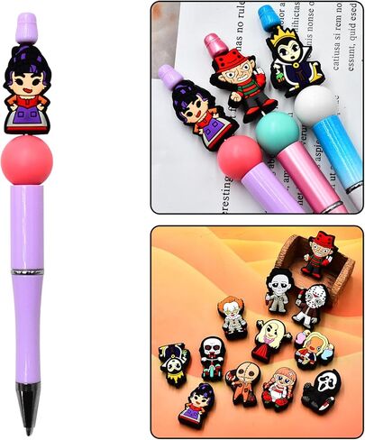 12 PCS Silicone Focal Beads for Pens Characters Halloween Horror Theme Silicone Bead for Keychain Making Beads Bulk for Jewelry Making Bracelet Necklace Handmade Crafts in Saudi Arabia