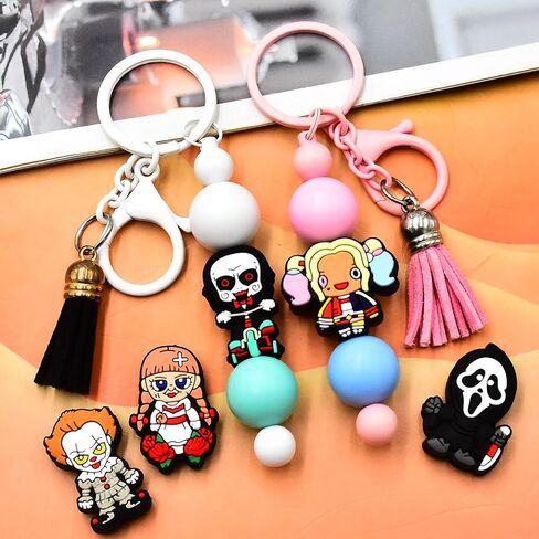 12 PCS Silicone Focal Beads for Pens Characters Halloween Horror Theme Silicone Bead for Keychain Making Beads Bulk for Jewelry Making Bracelet Necklace Handmade Crafts in Saudi Arabia