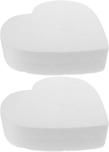 Kisangel 2pcs Foam Cake Dummies Model, 7.87 X 1.96 Inches Heart Shaped Fake Cake Dummies for DIY Wedding Party Decorating Practice, White Model in Saudi Arabia