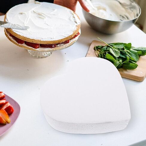 Kisangel 2pcs Foam Cake Dummies Model, 7.87 X 1.96 Inches Heart Shaped Fake Cake Dummies for DIY Wedding Party Decorating Practice, White Model in Saudi Arabia