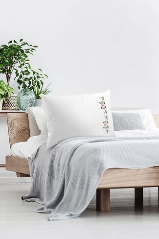 Leisure Arts Pillowcase 20"X26" Cottage Rose 2Pc, Embroidery Pillow Kit, Stamped Embroidery Pillowcases, Pillow Cases Stamped, Stamped Cross Stitch Cases in Saudi Arabia