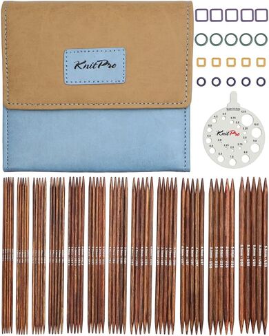 مجموعة إبرة مزدوجة مدببة من KnitPro Ginger Grande مقاس 6 بوصات (15 سم) | 12 مقاسًا أمريكيًا (0 إلى 9) in Saudi Arabia