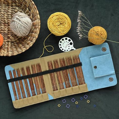 مجموعة إبرة مزدوجة مدببة من KnitPro Ginger Grande مقاس 6 بوصات (15 سم) | 12 مقاسًا أمريكيًا (0 إلى 9) in Saudi Arabia