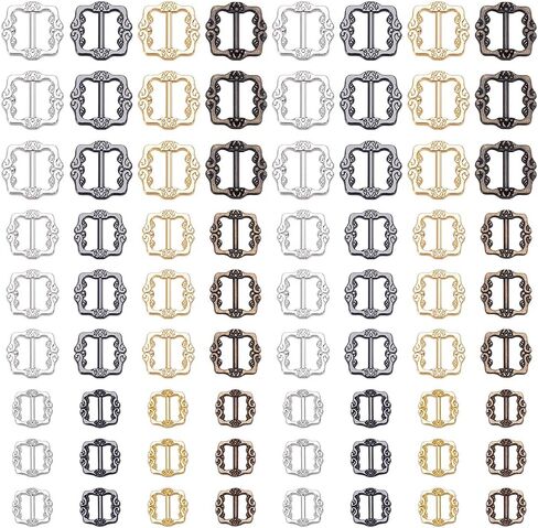 freebloss 120pcs الخياطة البسيطة ثلاثي الإنزلاق أبازيم 12 أنماط سبيكة الشريحة أبازيم زر معدني صغير DIY خليط مشبك لحقيبة الملابس دمية الأحذية محفظة الملحقات 5.5mm، 7mm، 9mm in Saudi Arabia