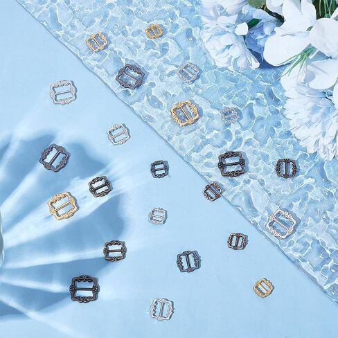 freebloss 120pcs الخياطة البسيطة ثلاثي الإنزلاق أبازيم 12 أنماط سبيكة الشريحة أبازيم زر معدني صغير DIY خليط مشبك لحقيبة الملابس دمية الأحذية محفظة الملحقات 5.5mm، 7mm، 9mm in Saudi Arabia