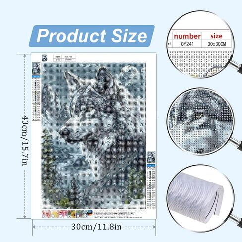 wchuimm الذئب الماس مجموعات الفن للبالغين، diy مجموعات اللوحة الماس الحيوان للبالغين المبتدئين، 5d الحفر الكامل الماس النقاط مع الماس جوهرة الفن والحرف اليدوية لديكور جدار المنزل 12x16 بوصة in Kuwait