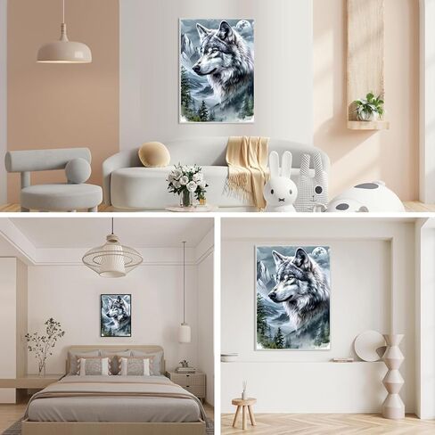 wchuimm الذئب الماس مجموعات الفن للبالغين، diy مجموعات اللوحة الماس الحيوان للبالغين المبتدئين، 5d الحفر الكامل الماس النقاط مع الماس جوهرة الفن والحرف اليدوية لديكور جدار المنزل 12x16 بوصة in Kuwait