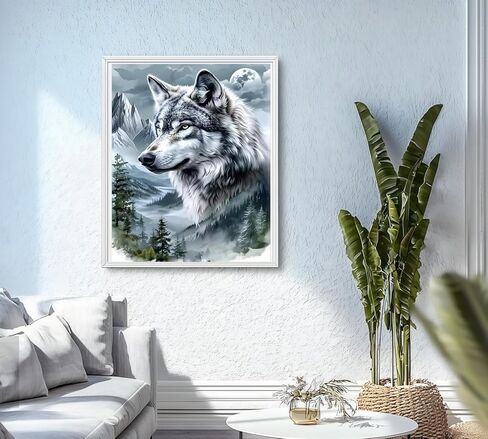 wchuimm الذئب الماس مجموعات الفن للبالغين، diy مجموعات اللوحة الماس الحيوان للبالغين المبتدئين، 5d الحفر الكامل الماس النقاط مع الماس جوهرة الفن والحرف اليدوية لديكور جدار المنزل 12x16 بوصة in Kuwait
