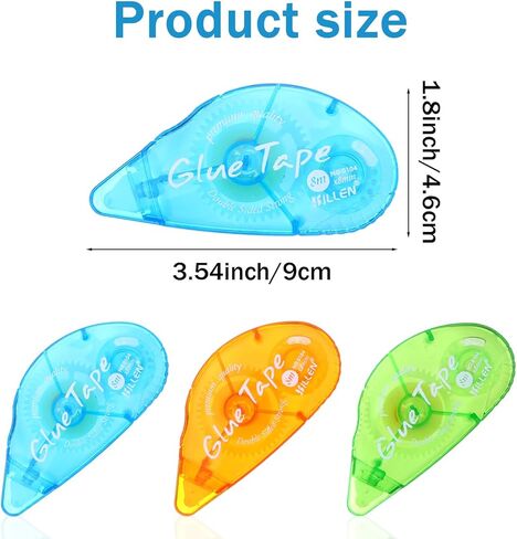 20 Pcs Double Sided Tape Roller, 3 Colors Permanent Adhesive Craft Tape Glue Runner for Scrapbooking, Photo, Gift Wrapping, 0.3IN x 26FT in Kuwait