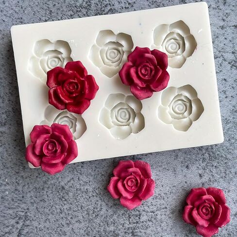 1PC Silicone Rose Mold for Six Roses Flexible Nonstick Design Resin Polymer Clay Compatible for Soap Candle Gift Decoration, Gray in Saudi Arabia