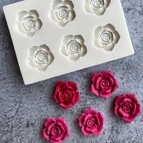 1PC Silicone Rose Mold for Six Roses Flexible Nonstick Design Resin Polymer Clay Compatible for Soap Candle Gift Decoration, Gray in Saudi Arabia