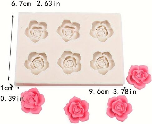 1PC Silicone Rose Mold for Six Roses Flexible Nonstick Design Resin Polymer Clay Compatible for Soap Candle Gift Decoration, Gray in Saudi Arabia