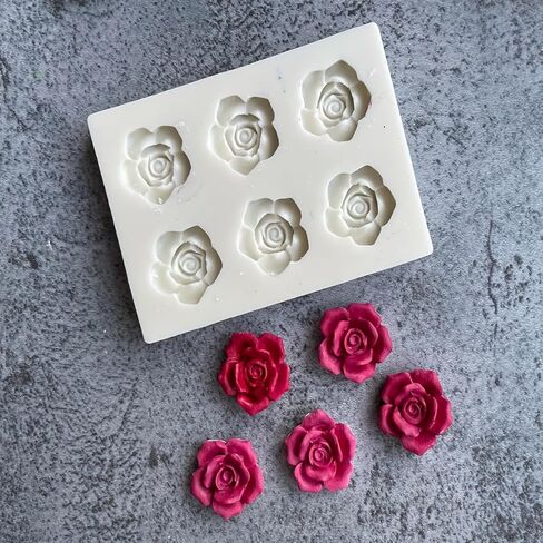 1PC Silicone Rose Mold for Six Roses Flexible Nonstick Design Resin Polymer Clay Compatible for Soap Candle Gift Decoration, Gray in Saudi Arabia