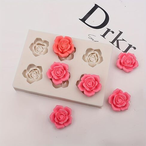 1PC Silicone Rose Mold for Six Roses Flexible Nonstick Design Resin Polymer Clay Compatible for Soap Candle Gift Decoration, Gray in Saudi Arabia