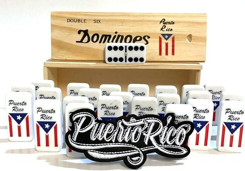 Puerto Rico Dominoes Tiles & Puerto Rico Flag Domino Quality Adult Size Dominos Set Boricua Patches in Saudi Arabia