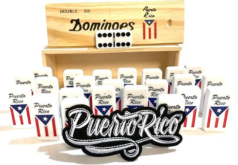 Puerto Rico Dominoes Tiles & Puerto Rico Flag Domino Quality Adult Size Dominos Set Boricua Patches in Saudi Arabia