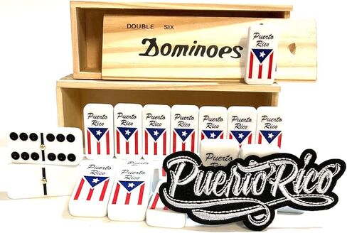 Puerto Rico Dominoes Tiles & Puerto Rico Flag Domino Quality Adult Size Dominos Set Boricua Patches in Saudi Arabia