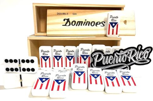 Puerto Rico Dominoes Tiles & Puerto Rico Flag Domino Quality Adult Size Dominos Set Boricua Patches in Saudi Arabia