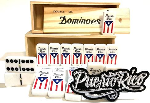 Puerto Rico Dominoes Tiles & Puerto Rico Flag Domino Quality Adult Size Dominos Set Boricua Patches in Saudi Arabia