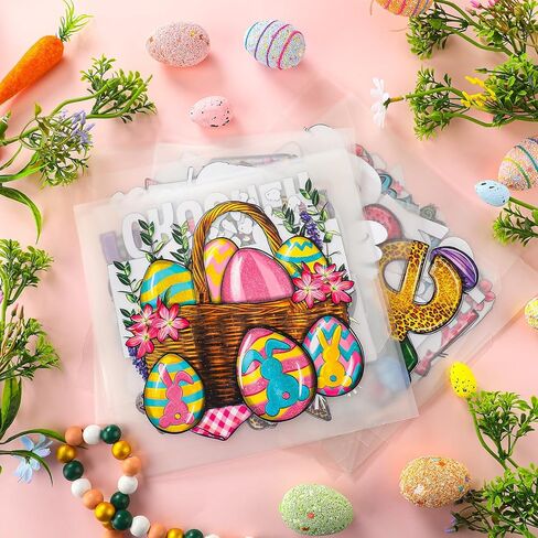 Estune 30 Pcs Easter Iron on Transfers Bunny Egg Heat Transfer Appliques for T Shirts Easter Iron on Decals Patches Sticker for Clothes Pillow Covers DIY Decorations in Saudi Arabia