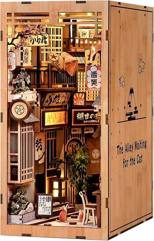Book Nook Kit - DIY Miniature House Kit for Adults and Teens, Booknook Tiny Japanese Dollhouse Kit Bookshelf Decor 3D Wooden Puzzle, Gifts for Family, Friends in Saudi Arabia