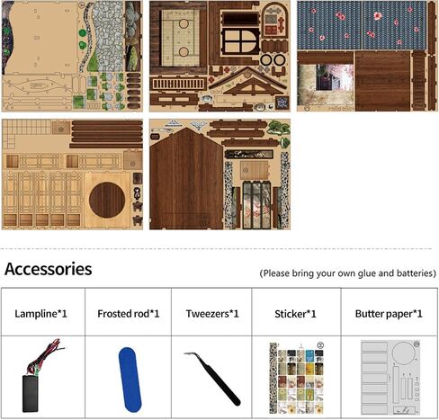 Book Nook Kit - DIY Miniature House Kit for Adults and Teens, Booknook Tiny Japanese Dollhouse Kit Bookshelf Decor 3D Wooden Puzzle, Gifts for Family, Friends in Saudi Arabia