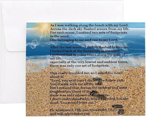 CafePress Footprints In The Sand Notecards (مجموعة من 20) 4.25 بوصة × 5.5 بوصة، 10 عبوات in Kuwait