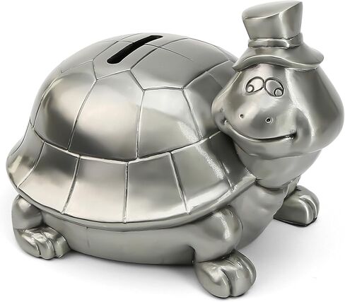 5'' Turtle Piggy Bank, Large Cute Animal Shaped Money Box, Unbreakable Novelty Money Bank for Adult, Practical Gifts for Birthday, Easter, Christmas, Party Favors (Silver) in Saudi Arabia