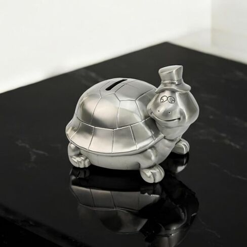 5'' Turtle Piggy Bank, Large Cute Animal Shaped Money Box, Unbreakable Novelty Money Bank for Adult, Practical Gifts for Birthday, Easter, Christmas, Party Favors (Silver) in Saudi Arabia