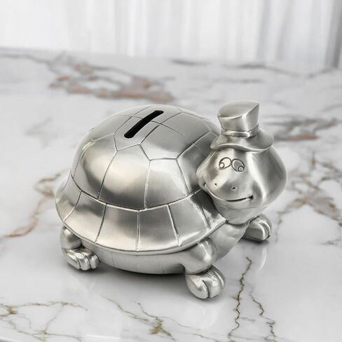 5'' Turtle Piggy Bank, Large Cute Animal Shaped Money Box, Unbreakable Novelty Money Bank for Adult, Practical Gifts for Birthday, Easter, Christmas, Party Favors (Silver) in Saudi Arabia
