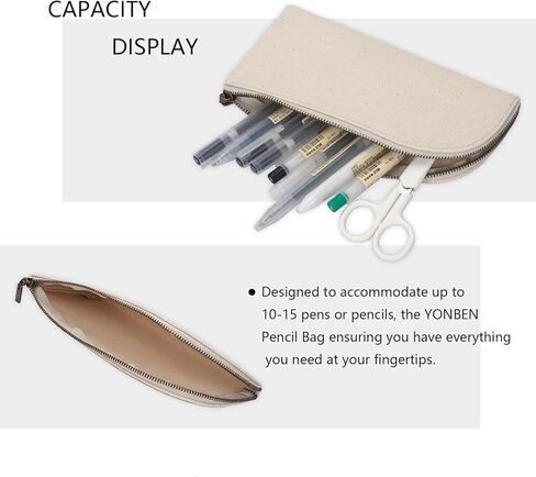 Small Pencil Bag with Zipper - Cotton Canvas Lightweight and Durable Ideal for Organization and Traveling (Black, S) in Saudi Arabia