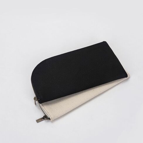 Small Pencil Bag with Zipper - Cotton Canvas Lightweight and Durable Ideal for Organization and Traveling (Black, S) in Saudi Arabia