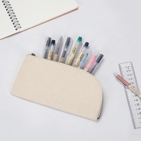 Small Pencil Bag with Zipper - Cotton Canvas Lightweight and Durable Ideal for Organization and Traveling (Black, S) in Saudi Arabia