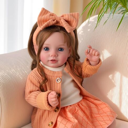 BABESIDE Reborn Baby Dolls, 20 Inch Newborn Realistic Baby Doll Dara Lifelike Girl with Brown Hair, Handmade Soft Cloth Body with Clothes & Toy Accessories, Gift for Kids Age 3+ in Saudi Arabia