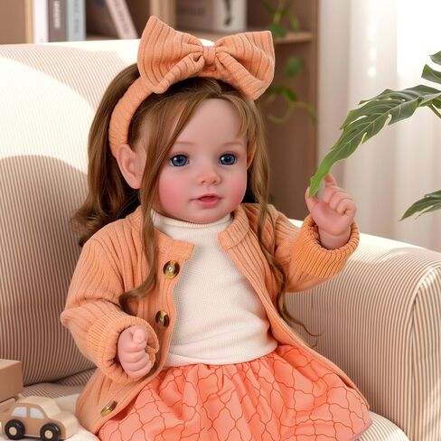 BABESIDE Reborn Baby Dolls, 20 Inch Newborn Realistic Baby Doll Dara Lifelike Girl with Brown Hair, Handmade Soft Cloth Body with Clothes & Toy Accessories, Gift for Kids Age 3+ in Saudi Arabia