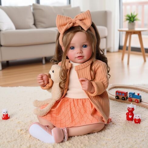 BABESIDE Reborn Baby Dolls, 20 Inch Newborn Realistic Baby Doll Dara Lifelike Girl with Brown Hair, Handmade Soft Cloth Body with Clothes & Toy Accessories, Gift for Kids Age 3+ in Saudi Arabia