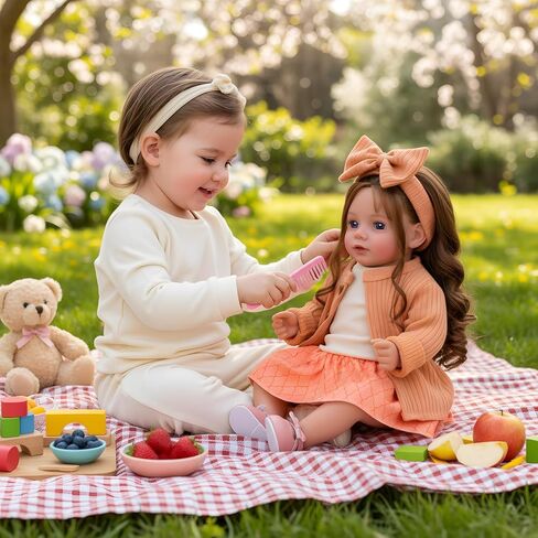 BABESIDE Reborn Baby Dolls, 20 Inch Newborn Realistic Baby Doll Dara Lifelike Girl with Brown Hair, Handmade Soft Cloth Body with Clothes & Toy Accessories, Gift for Kids Age 3+ in Saudi Arabia