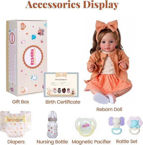 BABESIDE Reborn Baby Dolls, 20 Inch Newborn Realistic Baby Doll Dara Lifelike Girl with Brown Hair, Handmade Soft Cloth Body with Clothes & Toy Accessories, Gift for Kids Age 3+ in Saudi Arabia