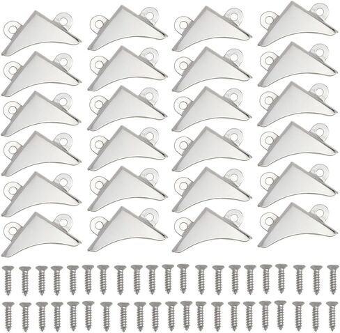 دعامات زاوية لإطار الصورة 30.3 × 5.5 مم، دعامات إطار زاوية، دعامات تثبيت زاوية الصورة، أدوات تركيب مرآة، فضية مع براغي 24 قطعة in Kuwait