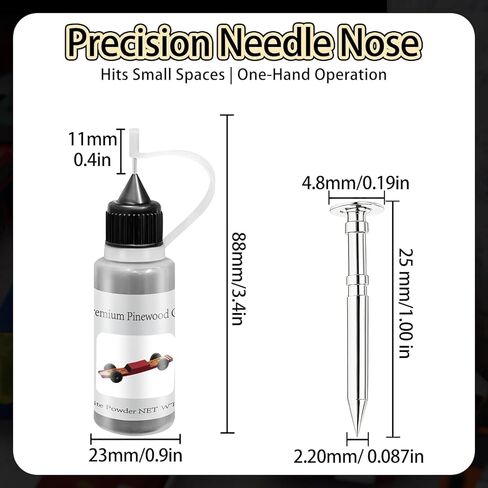 DerbyCraftPro Pinewood Car Axles and Graphite Lubricant Kit |4pcs Polished Grooved Axles+0.5oz Graphite Powder | Friction-Reducing Derby Car Accessories to Eliminate Wheel Wobble - Winning Performance in Saudi Arabia