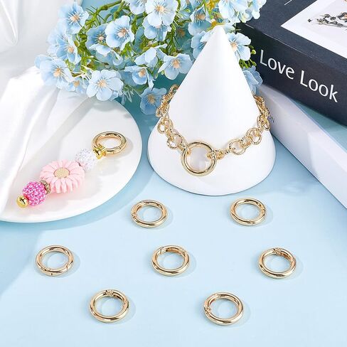 1 Box 30Pcs Spring O Rings 25mm Round Carabiner Clip Gold O Ring Buckles Metal Trigger Spring Snap Hooks Zinc Alloy Gate Key Rings for DIY Keychains Keyring Purses Handbags Dog Leashes Crafts in Saudi Arabia