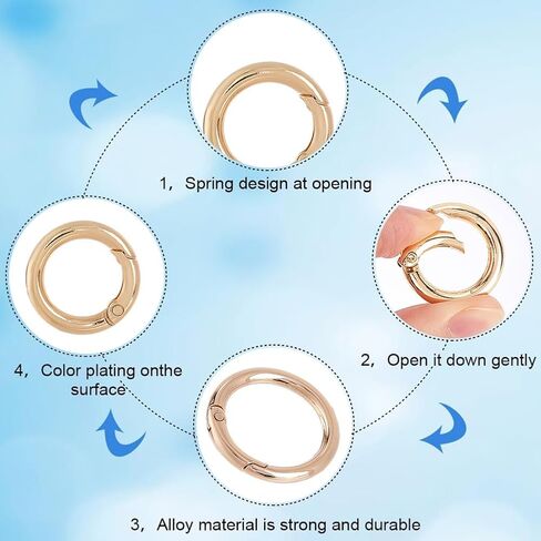 1 Box 30Pcs Spring O Rings 25mm Round Carabiner Clip Gold O Ring Buckles Metal Trigger Spring Snap Hooks Zinc Alloy Gate Key Rings for DIY Keychains Keyring Purses Handbags Dog Leashes Crafts in Saudi Arabia
