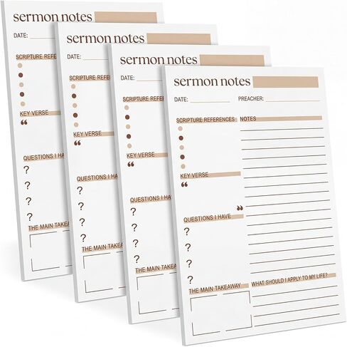 Eaasty 4 Pcs Sermon Notes Notebooks Tear Away Bible Study Journals for Men Women Church Religious Christian Study Supplies 5.5 x 8.3 Inch, 100 Sheets in Saudi Arabia