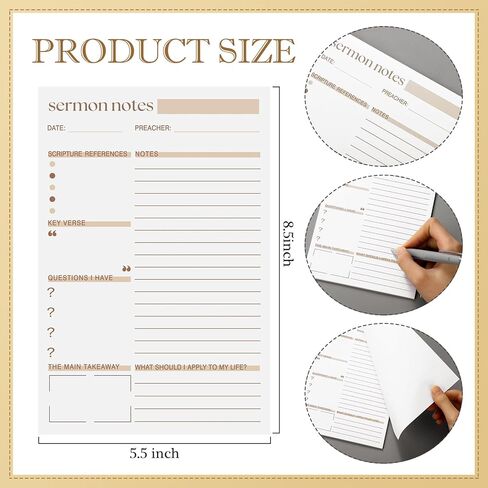 Eaasty 4 Pcs Sermon Notes Notebooks Tear Away Bible Study Journals for Men Women Church Religious Christian Study Supplies 5.5 x 8.3 Inch, 100 Sheets in Saudi Arabia