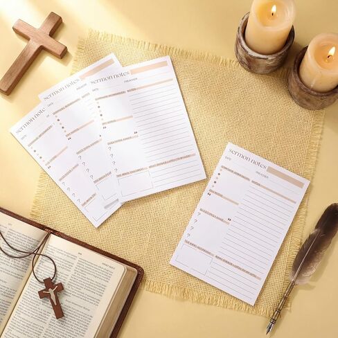 Eaasty 4 Pcs Sermon Notes Notebooks Tear Away Bible Study Journals for Men Women Church Religious Christian Study Supplies 5.5 x 8.3 Inch, 100 Sheets in Saudi Arabia