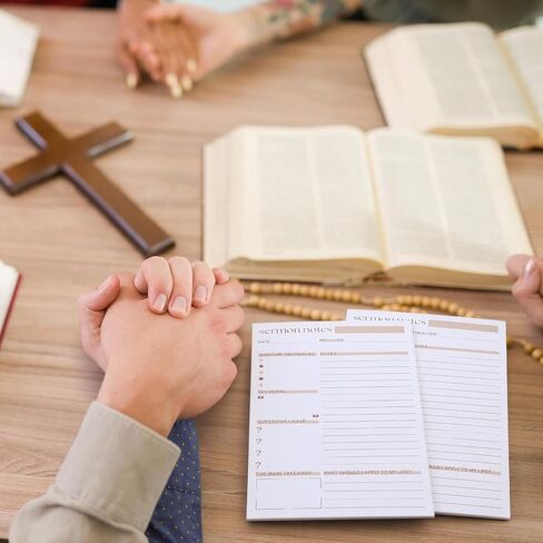 Eaasty 4 Pcs Sermon Notes Notebooks Tear Away Bible Study Journals for Men Women Church Religious Christian Study Supplies 5.5 x 8.3 Inch, 100 Sheets in Saudi Arabia