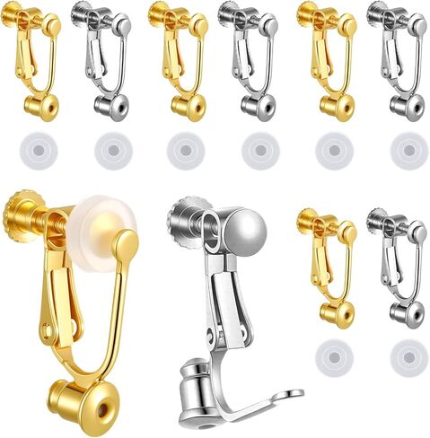 20 PCS Clip on Earring Converters with 30 Silicone Pads, Convert Pierced Earrings to Non Pierced, Silver Gold, Jewelry Making Findings in Saudi Arabia
