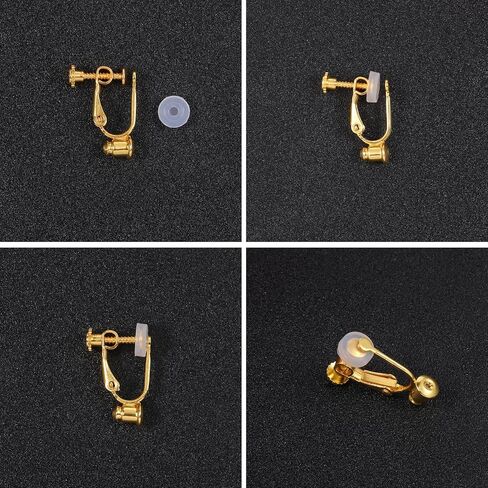 20 PCS Clip on Earring Converters with 30 Silicone Pads, Convert Pierced Earrings to Non Pierced, Silver Gold, Jewelry Making Findings in Saudi Arabia